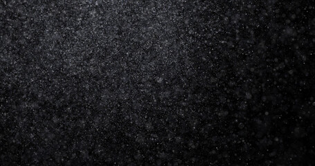 Natural white winter snowfall on a black background 3d rendering