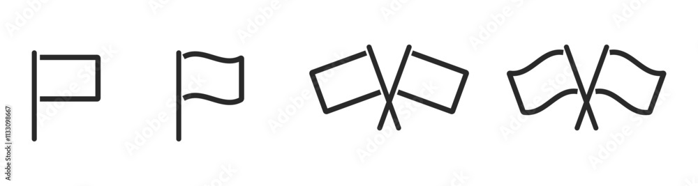 Aufkleber collection of four simple flag icons in varying styles, showcasing different designs.
