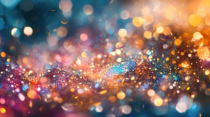 Warm Hues and Bokeh Abstract Background with Glit Effect