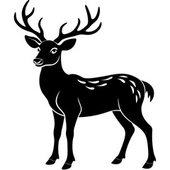 Fototapeta premium Deer Silhouette Vector: Wildlife Illustrations of Deer, Reindeer, and Antlered Animals for Nature and Holiday Designs.