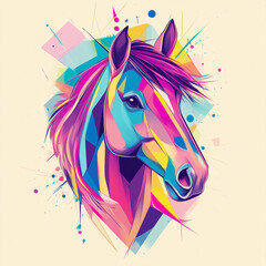 Obraz premium Geometric Horse anime concept full color illustration