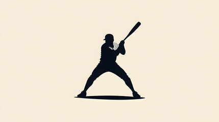 An abstract representation of a baseball batter preparing to swing, shown with simple lines for the stance. Minimalist baseball batter icon.