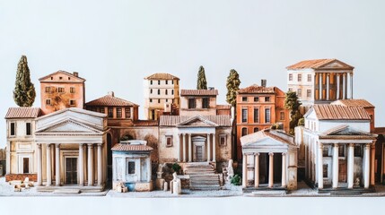 Obraz premium miniature of classic rome on white background 