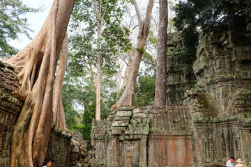 Khmer ancient civilization ruin site, Prasat Bayon, Angkor Thom and Angkor Wat  
