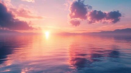 Obraz premium Serene Sunset over Calm Waters 