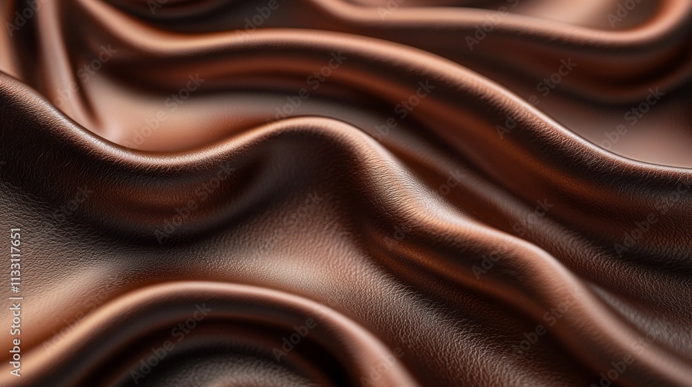 Poster luxurious brown mocha mousse leather ripples gently in soft light, creating an inviting atmosphere i