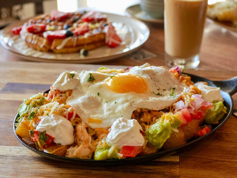 Potatoes and Egg Brunch skillet on served table