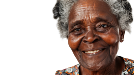 Portrait of smiling senior female on white background
