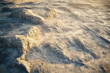 Fototapeta premium Windswept sand dunes under golden sunlight, creating a textured landscape.