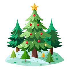 Obraz premium christmas tree vector white background