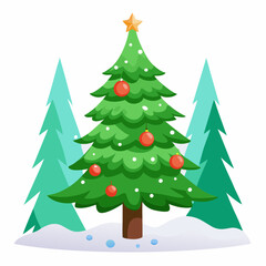 Obraz premium christmas tree vector white background