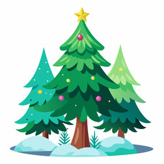Obraz premium christmas tree vector white background