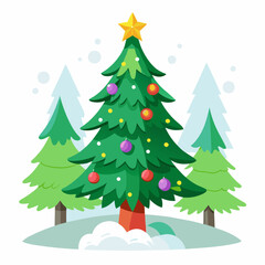 Obraz premium christmas tree vector white background