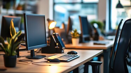 Modern Office Workspace with Ergonomic Desk and Clean Design
