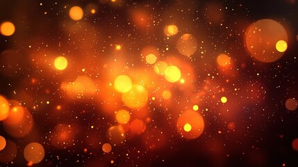 Obraz premium Fiery Ember Bokeh: Abstract background of warm, orange and red bokeh lights, perfect for autumn, winter, or holiday themes. Evokes feelings of warmth, coziness, and celebration.
