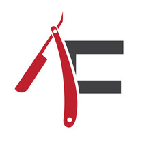 Letter F Salon Logo Concept With Razor Symbol