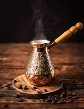 metal pot with a long spout designed specifically for making Arabic coffee