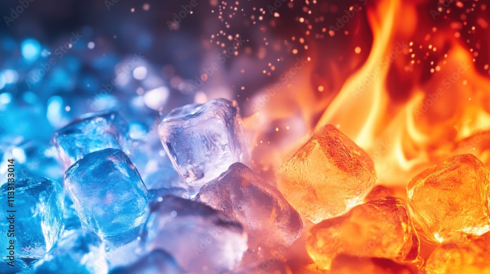 Aufkleber contrast of ice and flame in a stunning visual display of elements