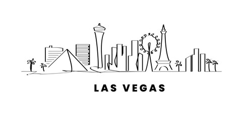 Las Vegas city skyline continuous line drawing, United States © Ashes Studio
