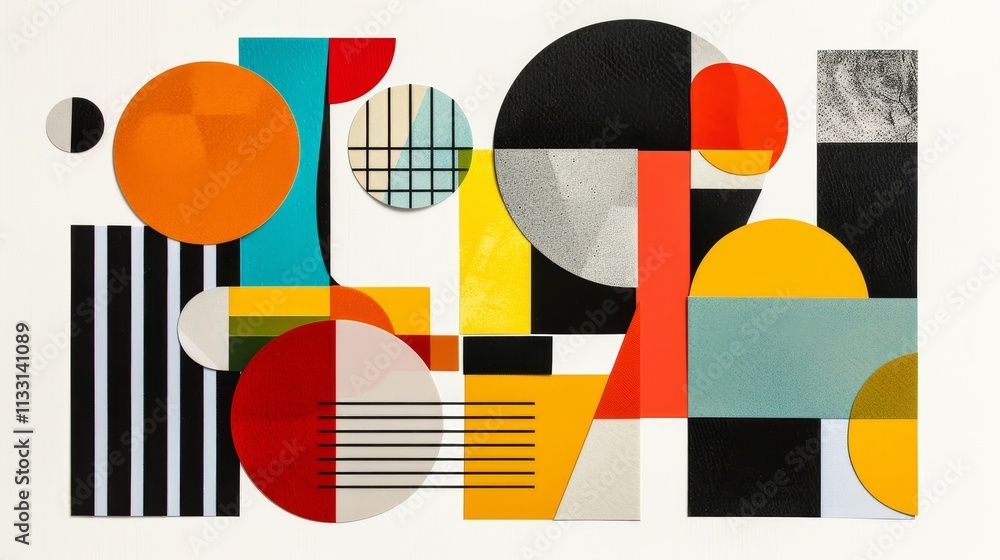 Poster a vibrant collection of colorful abstract shapes and unique patterns presented in an engaging art fo