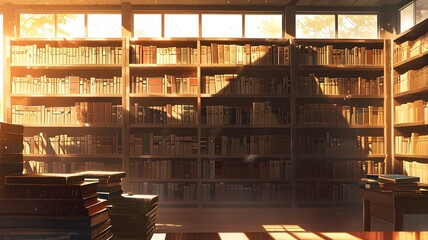aesthetic anime wallpaper old books in the library