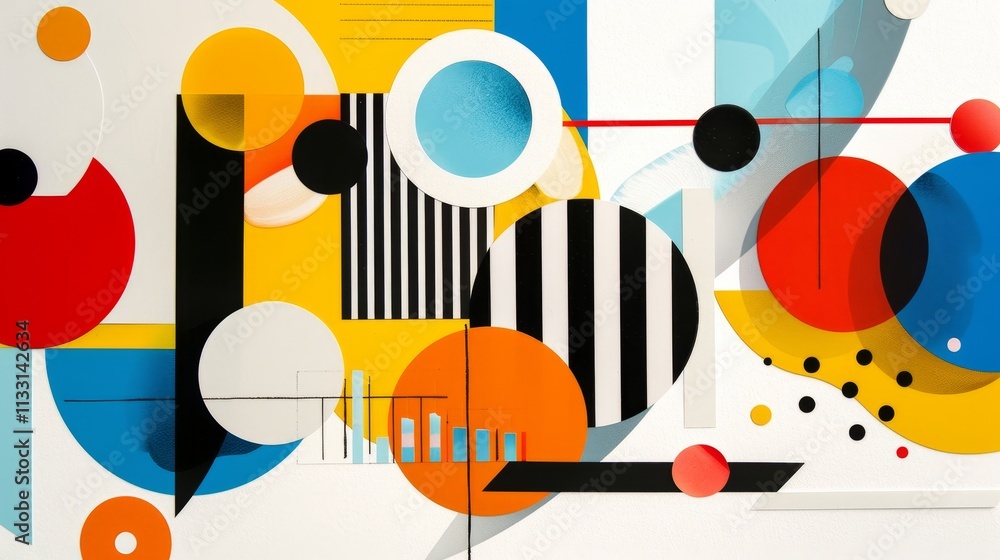 Poster a vibrant collection of colorful abstract shapes and unique patterns presented in an engaging art fo