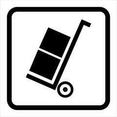 lift using a trolley icon. isolated symbol try to lift using a hand cart.