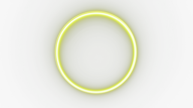 Neon glow yellow abstract light circle isolated on transparent background, cutout