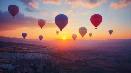 Fototapeta premium Magical Sunrise Hot Air Balloon Ride over Cappadocia