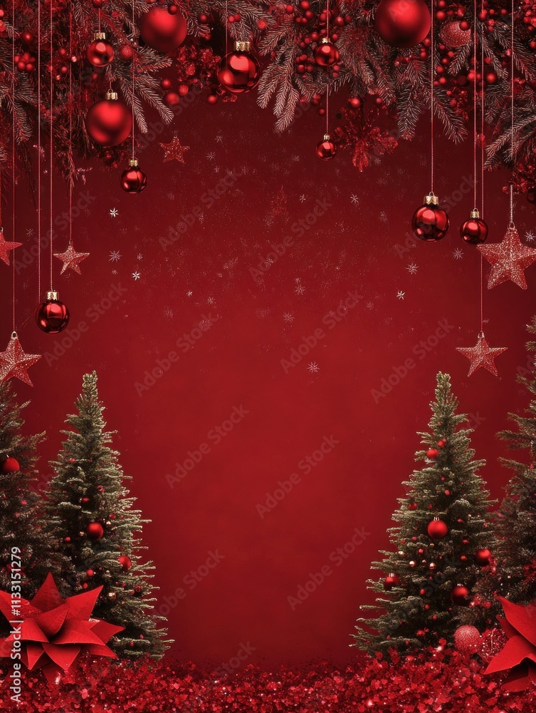 Poster a red background with two trees