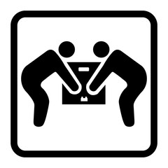 Package handling requires two people to lift icon. isolated vector symbol illustration.