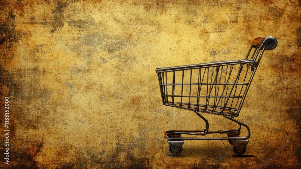 Poster empty shopping cart an empty shopping cart icon with a faded appearance, representing an abandoned s