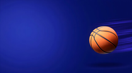 Fototapeta premium An abstract design of a basketball with motion lines around it, showing the ball in mid-air. Basketball with motion lines minimalist.