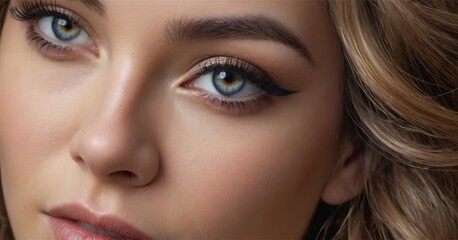 Fototapeta premium portrait of a woman, beauty closeup, model face, beautiful girl with makeup, fashion lifestyle