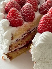 A delicious, soft cake, perfect for any occasion. Whether layered or single, it's topped with frosting, fruits, or decorations, bringing sweetness and joy with every bite.
