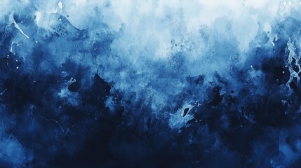 Obraz premium Fluid Blue Ink Splash. Watercolor Background with Beautiful Black Accents and Abstract Smoke Effects