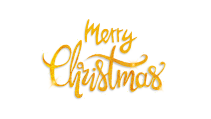 Merry Christmas inscription calligraphy from golden glitter with shadow isolation on white or transparent background