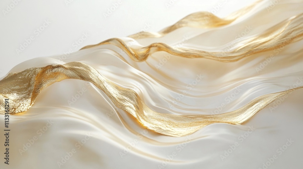Poster flowing golden ribbon art studio abstract image minimalist environment close-up view artistic concep