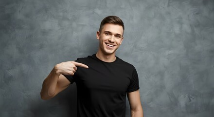"Confident Smiling Man in Casual Black T-Shirt: Relaxed Portrait with Positive Vibes and Modern Style"
