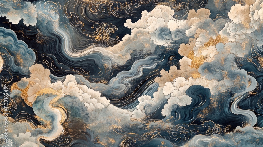 Poster dynamic abstract clouds artistic digital artwork elegant atmosphere surreal environment close-up per