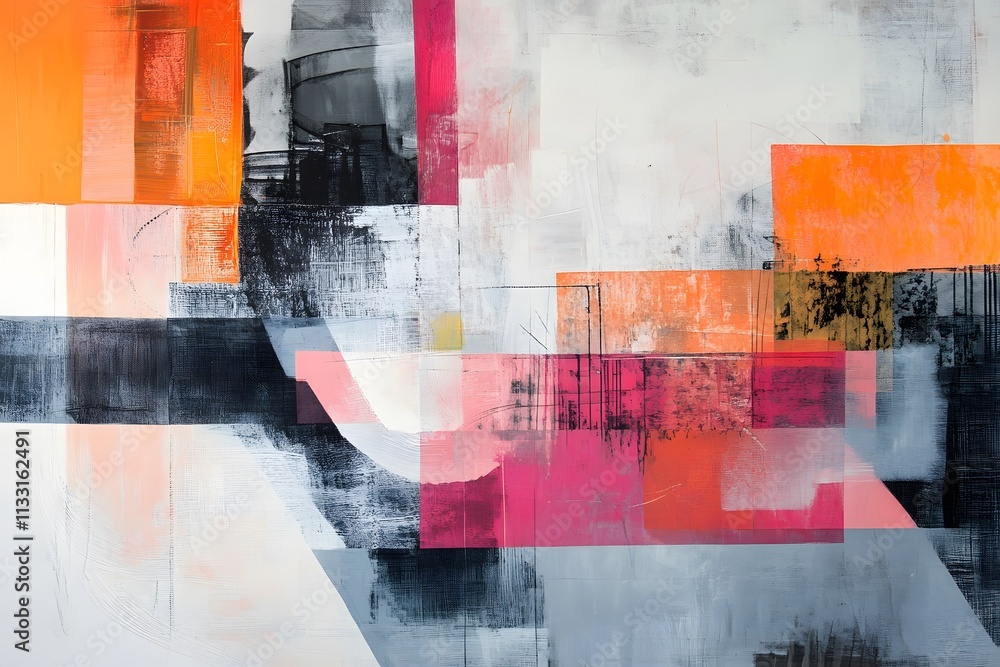 Poster abstract art with a focus on clean lines and geometric forms, using a restrained color scheme for a 