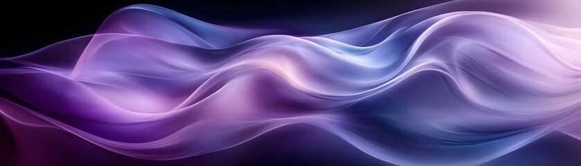 Obraz premium Abstract Purple and Blue Flowing Waves, Elegant Design Background Image for Websites and Presentations. Shimmering Hues Dance Gracefully Across the Canvas, Creating a Serene Visual Experience.