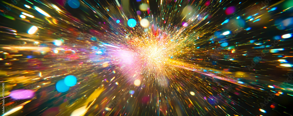 Poster abstract burst, a kaleidoscope of light and color exploding with vibrant energy
