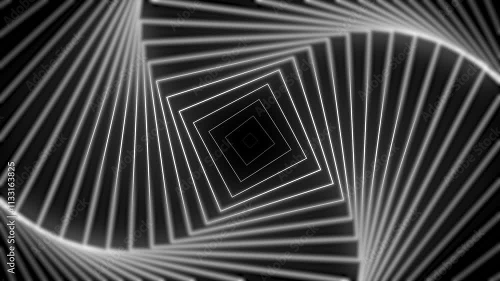 Poster abstract geometric tunnel: a hypnotic and mesmerizing abstract pattern featuring concentric white sq