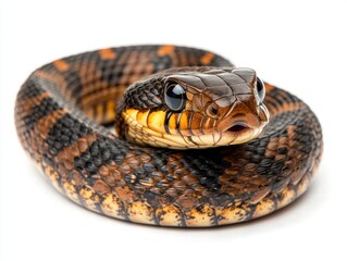 Fototapeta premium Eastern hognose snake displays defensive posture in sandy environment wildlife photography showcase