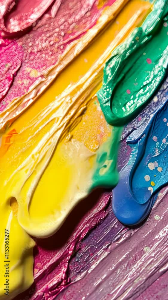 Poster vibrant colors blend together in an abstract display of paint on a textured surface