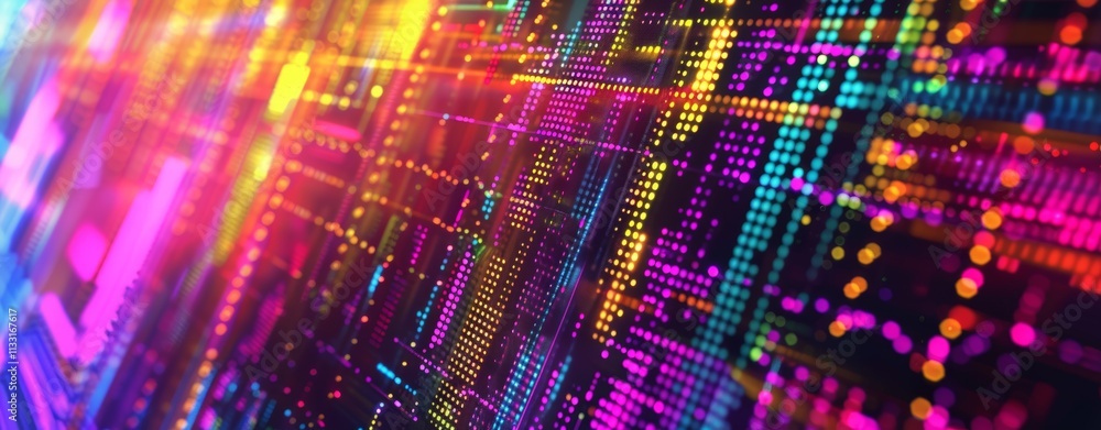 Poster a captivating digital abstract background featuring vibrant colors, unique light effects, and dynami
