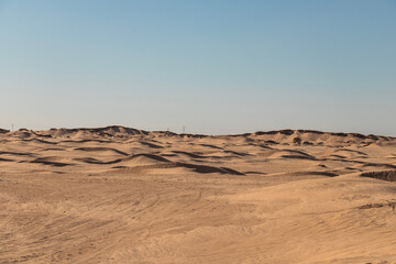 Sand dunes in the Sahara desert in Douz, Kebili, Tunisia