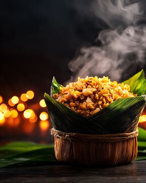 Panamanian tamales with guacho soup, Panama Canal glowing with festive New Year lights