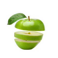 Juicy Green Apple Slices Floating Fruit Healthy Food Diet Vitamins